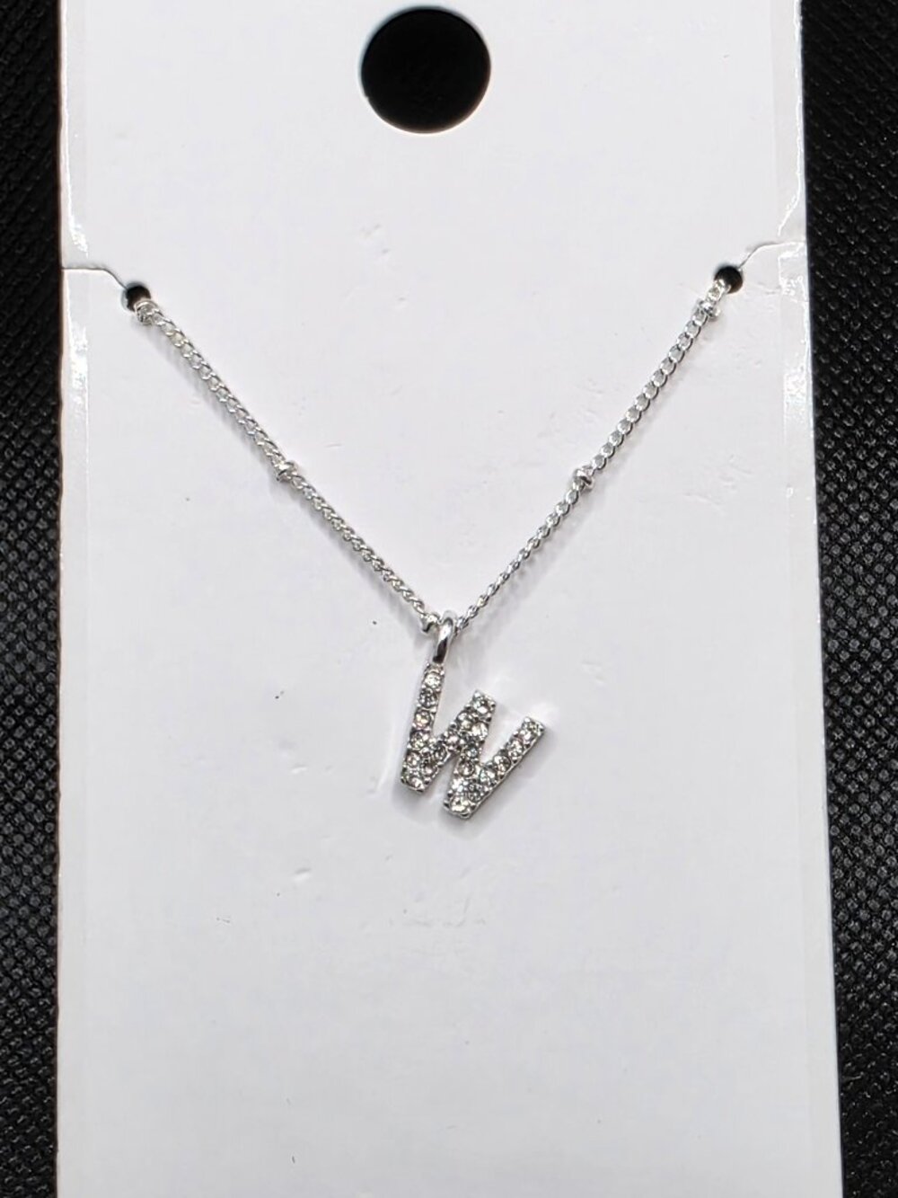 Gap Silver tone Rhinestone Initial "W" Necklace